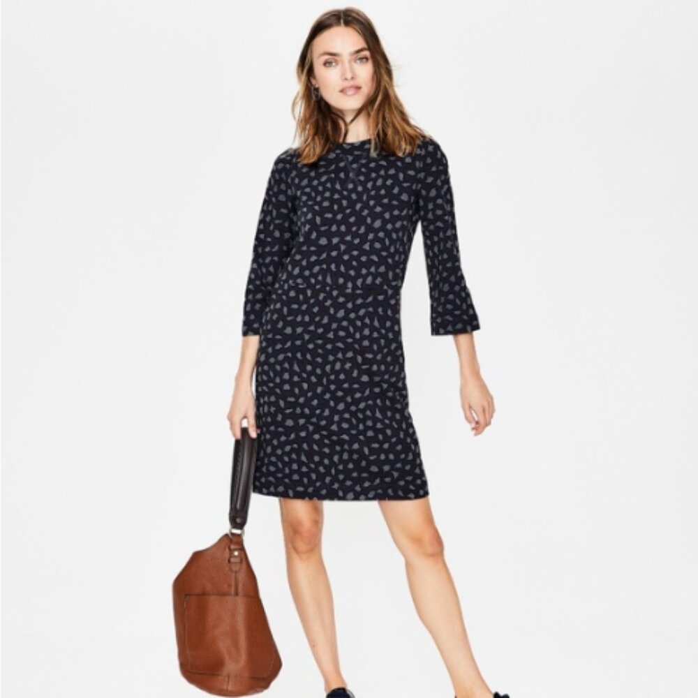 Boden Navy Patterned Dress - M